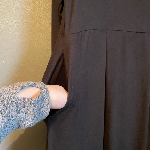 NWOT 24/7 Comfort Apparel Sz 2X Black Babydoll Long Sleeve Scoop-neck Midi Dress - Picture 4 of 11